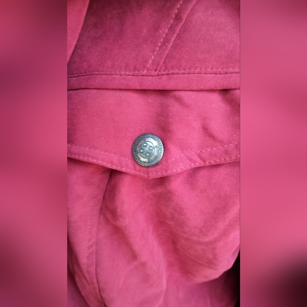 Vintage Nils Women's Burgundy Jacket with Black Collar_12 - Picture 3 of 11